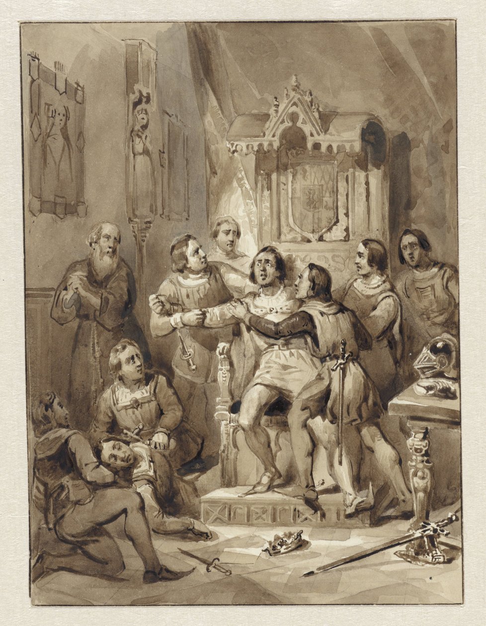 Count William V Goes Insane and Murders Gerrit van Wateringen, 1357 by Johann Wilhelm Kaiser (I)