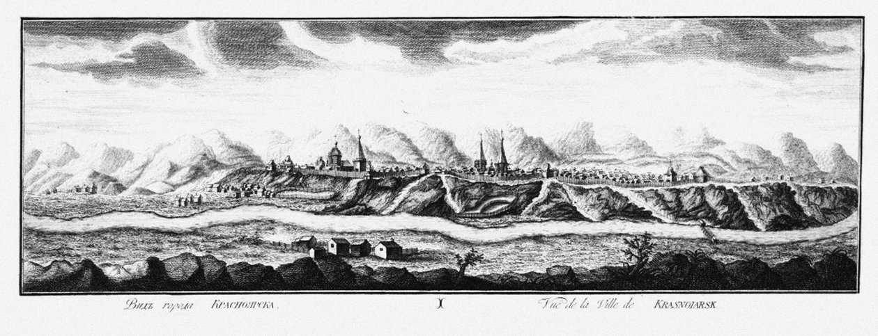 View of Krasnoyarsk by Johann Wilhelm Lürsenius