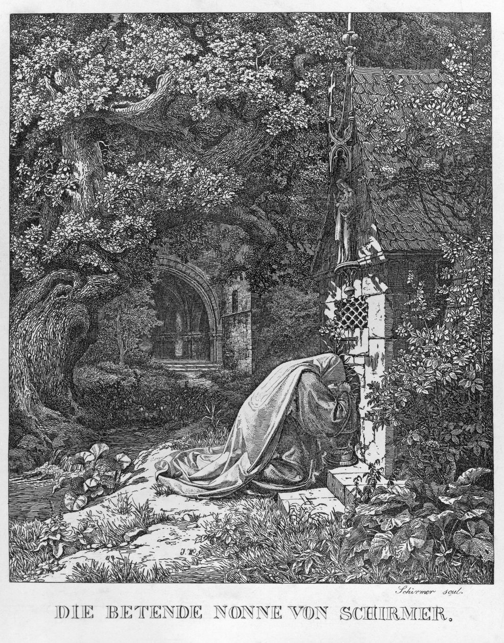 The Praying Nun by Johann Wilhelm Schirmer