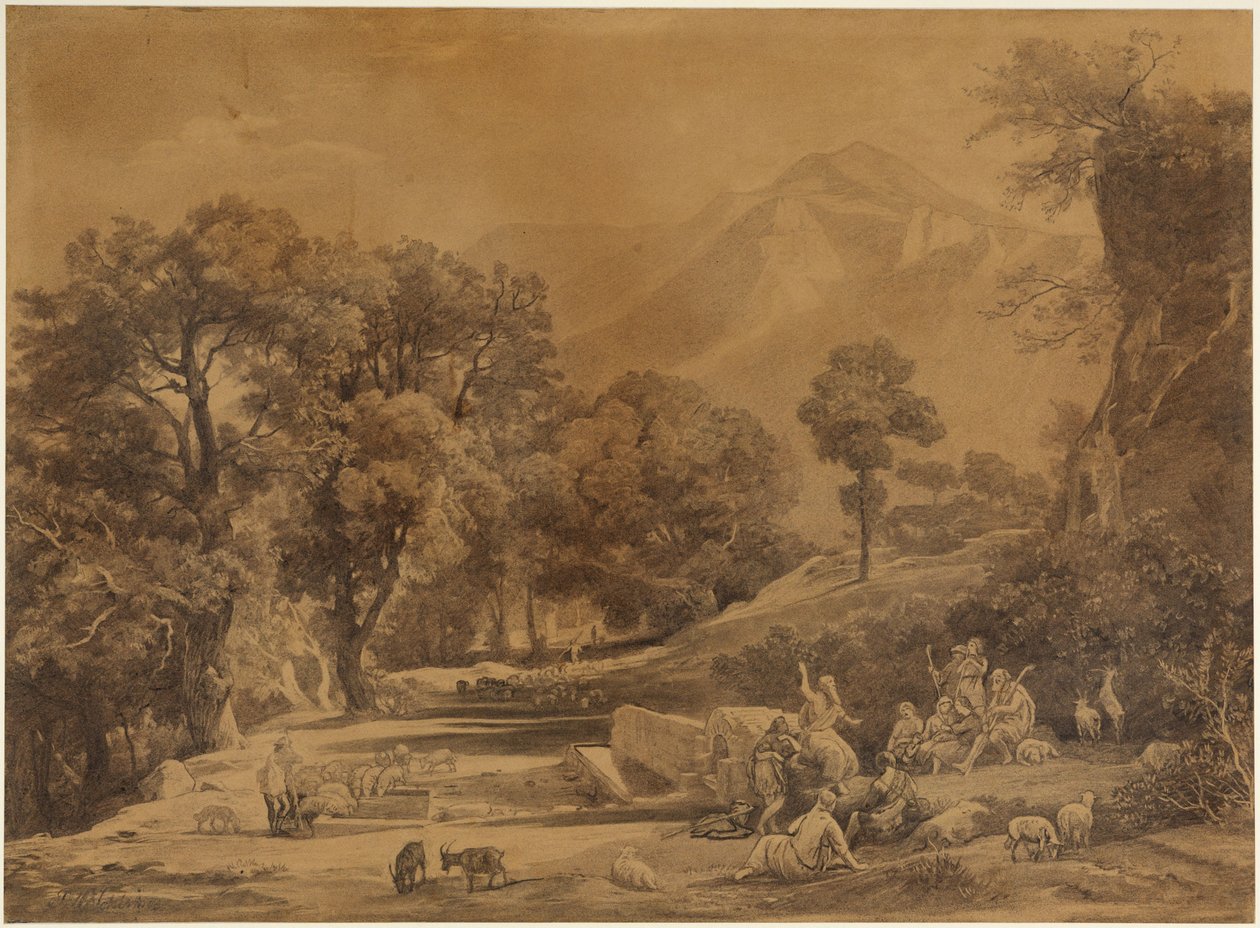 The First Sermon in the Tribe of Seth before Shepherds in the Mountains (Genesis 4:26) by Johann Wilhelm Schirmer