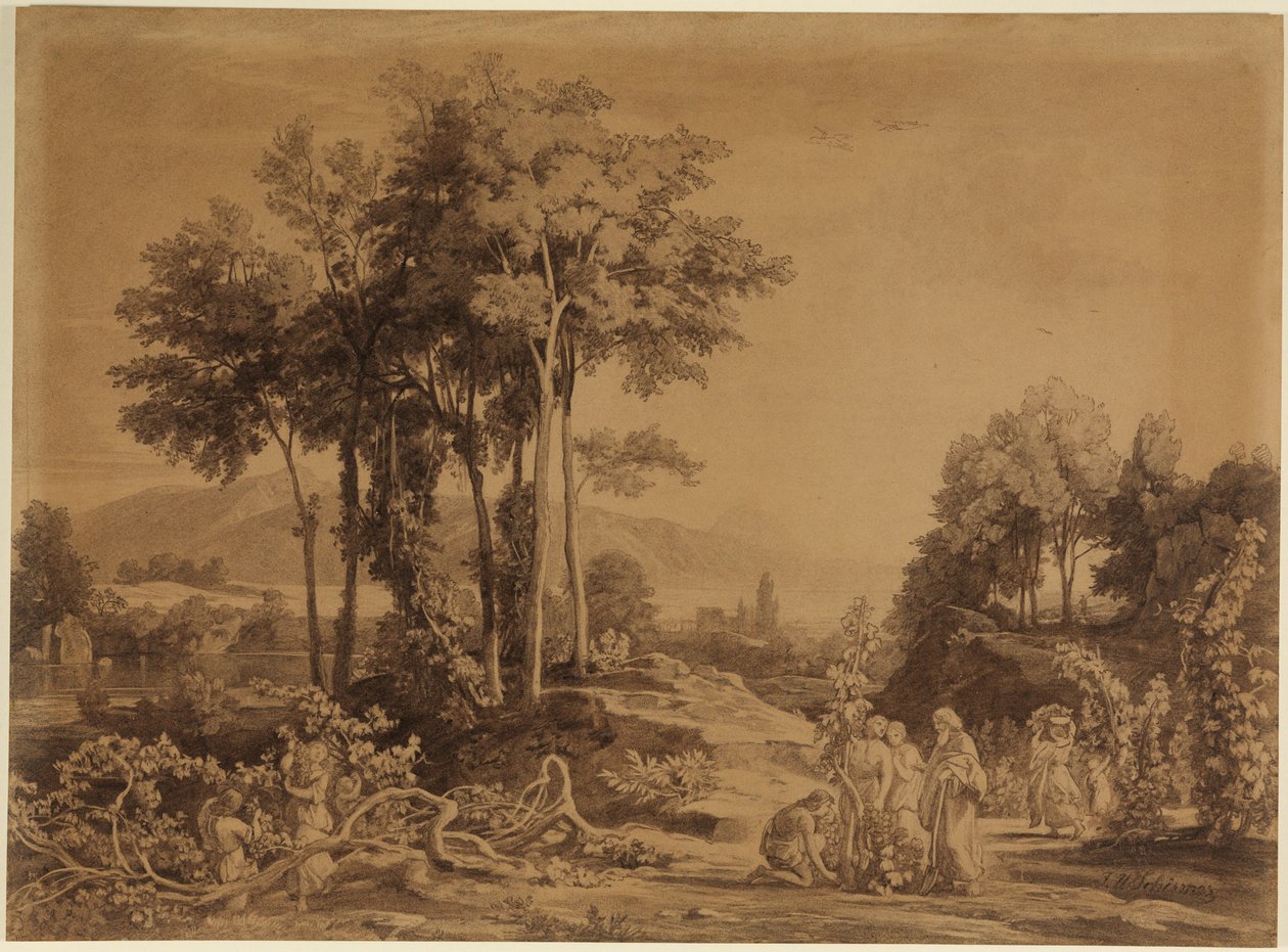 Noah Plants Vineyards (Genesis 9:20) by Johann Wilhelm Schirmer
