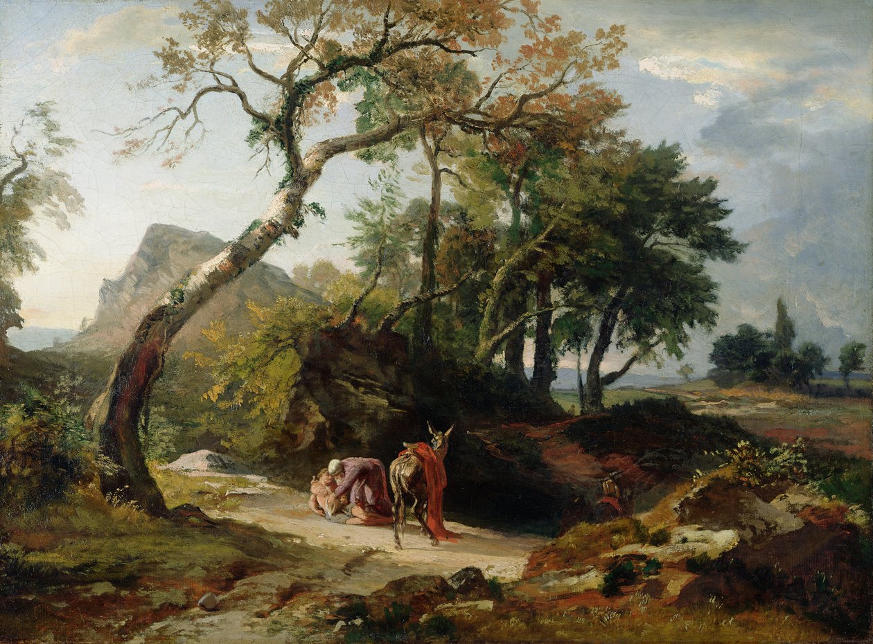 The Rescue of the Injured Man by the Merciful Samaritan (Evening) by Johann Wilhelm Schirmer