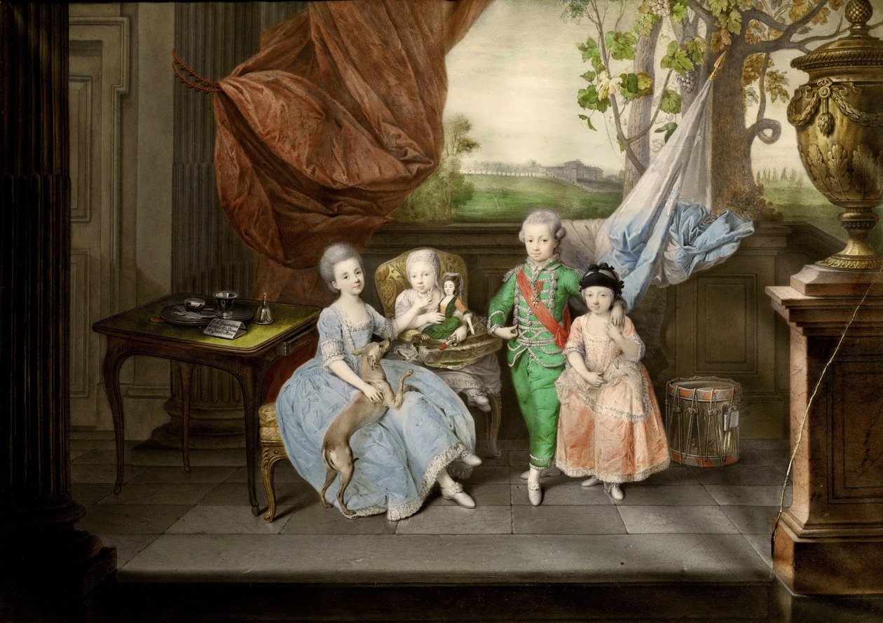 The children of Ferdinand of Parma: Louis, Carolina, Maria Antonia, and Carlotta, 1778 by Johann Zoffani
