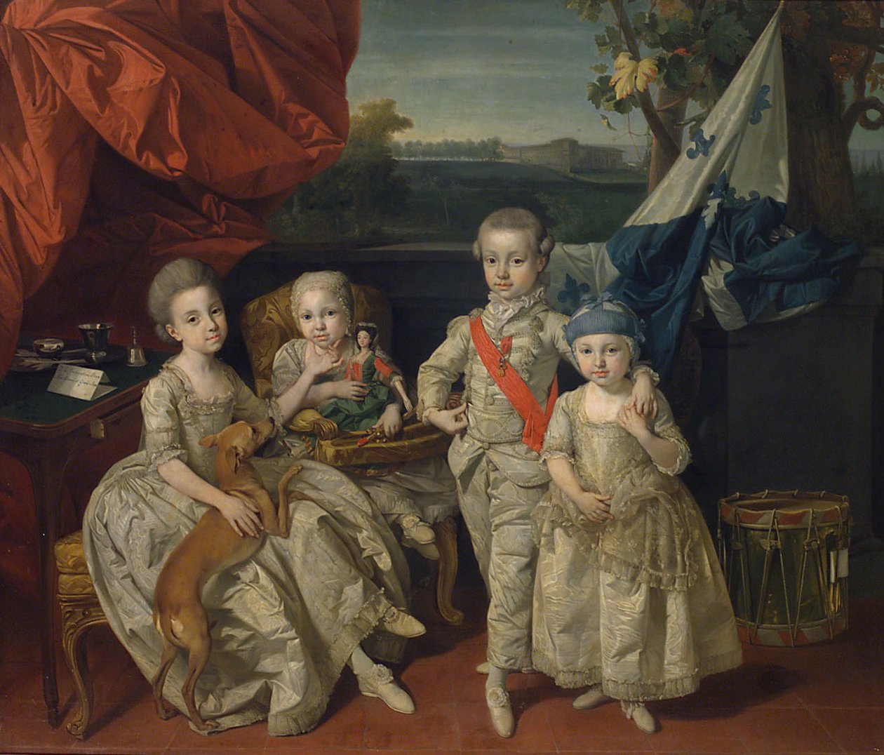 Prince Ludwig of Parma with His Three Eldest Siblings Caroline, Marie Antonie, and Charlotte by Johann Zoffany