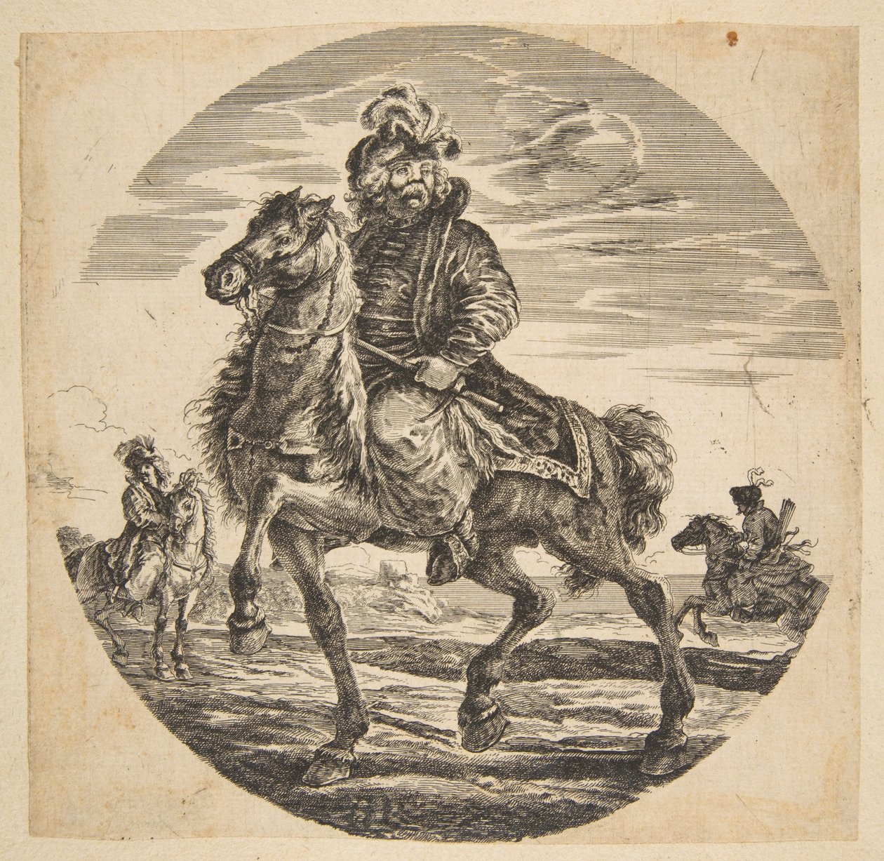 Hungarian Horseman Riding Towards the Left, Other Horsemen in the Background by Johanna Christina Küsel