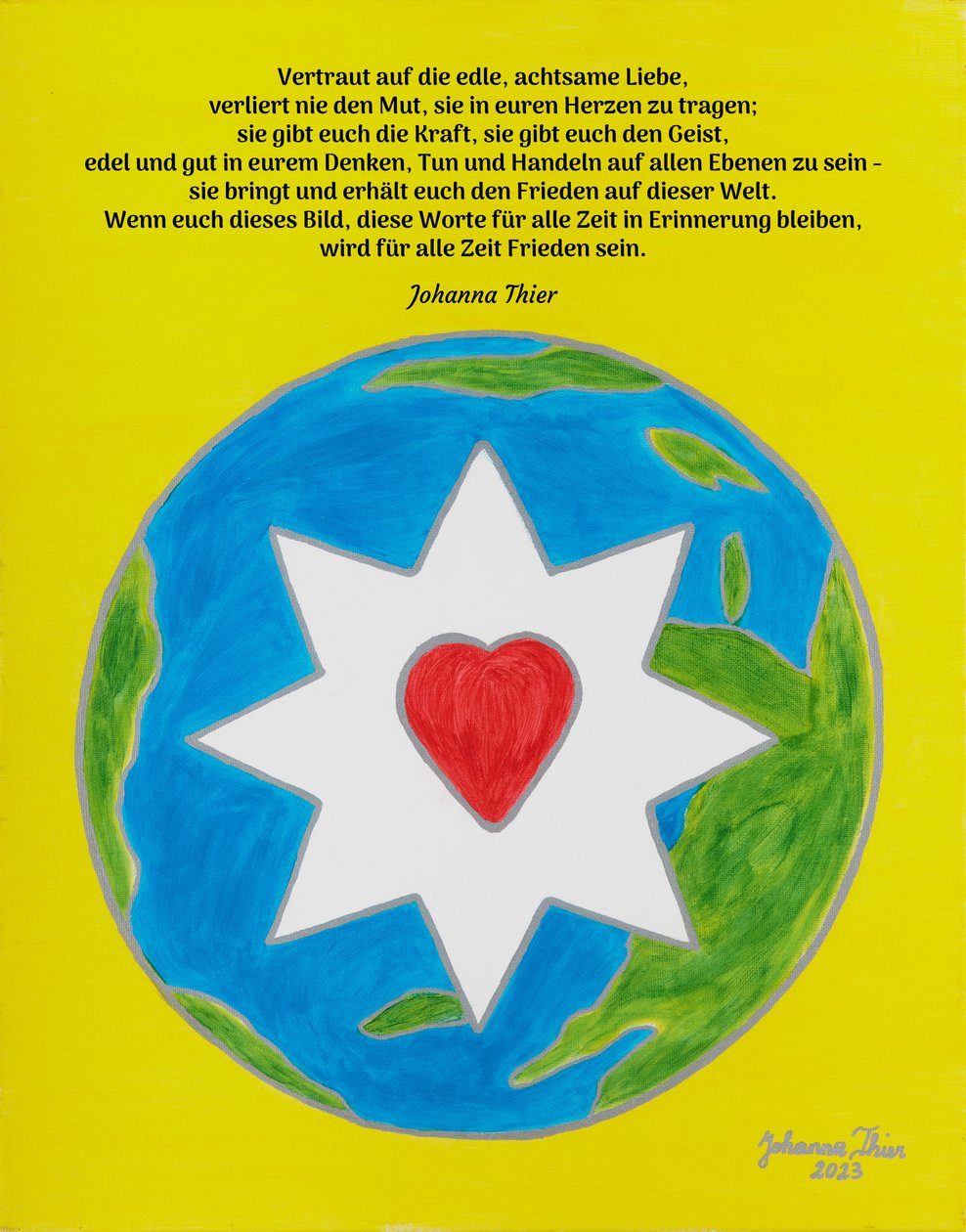 The Rosental Picture with the Star of Noble, Mindful Love for a Whole, Peaceful World by Johanna Thier
