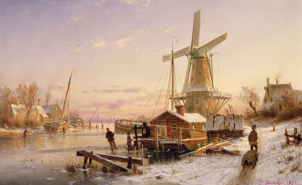Winter Scene with a Windmill, 1892 by Johannes Bartolomaus Duntze