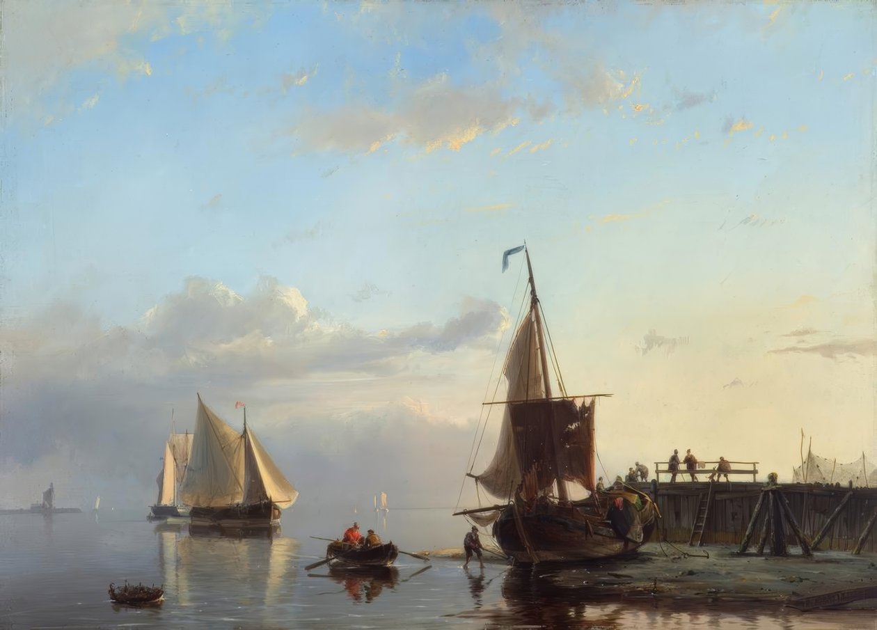 J.H.B. Koekkoek, Sailing Ships in Evening Light by Johannes Hermann Barend Koekkoek