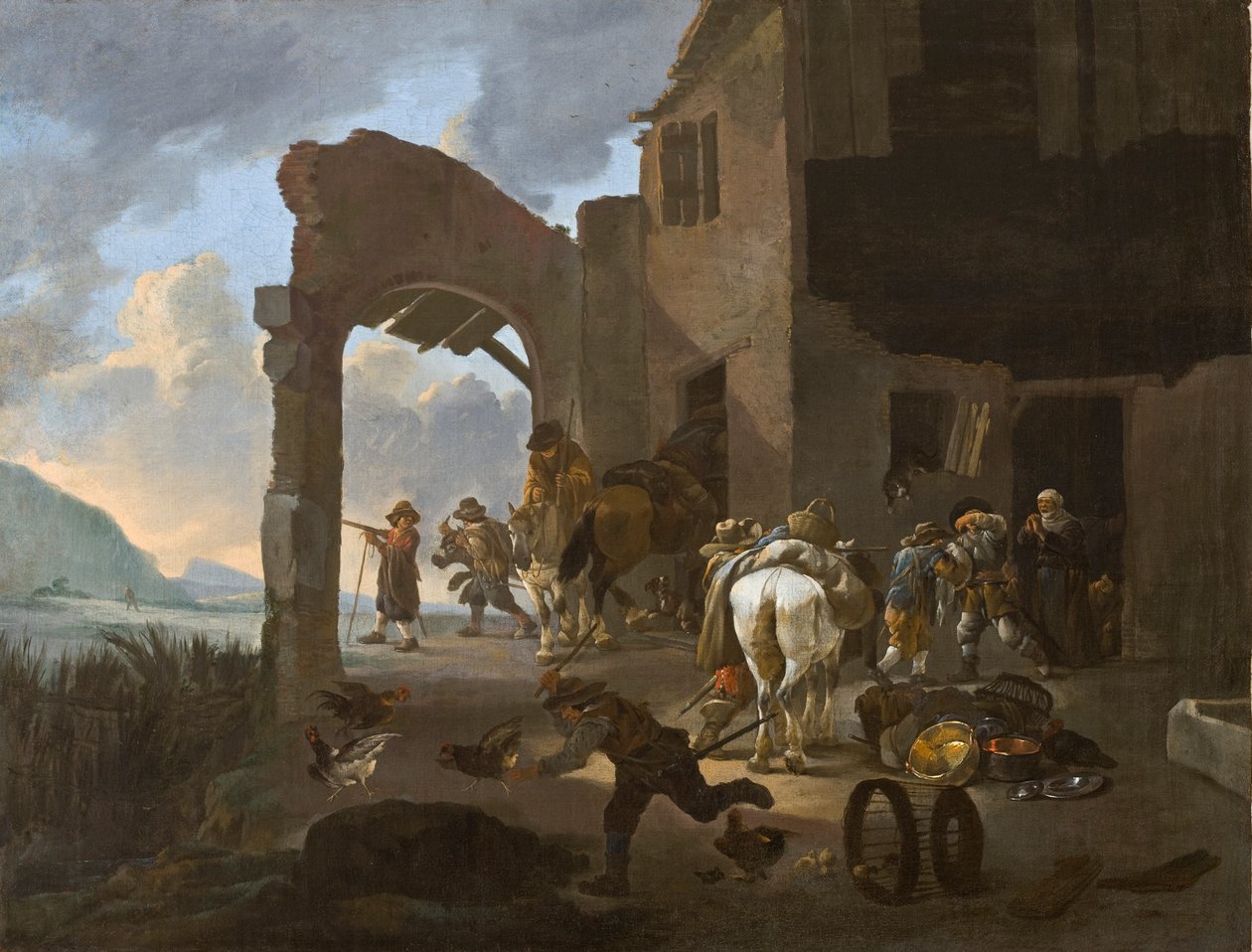 Soldiers Looting a Peasant Family, c.1650 by Johannes Lingelbach