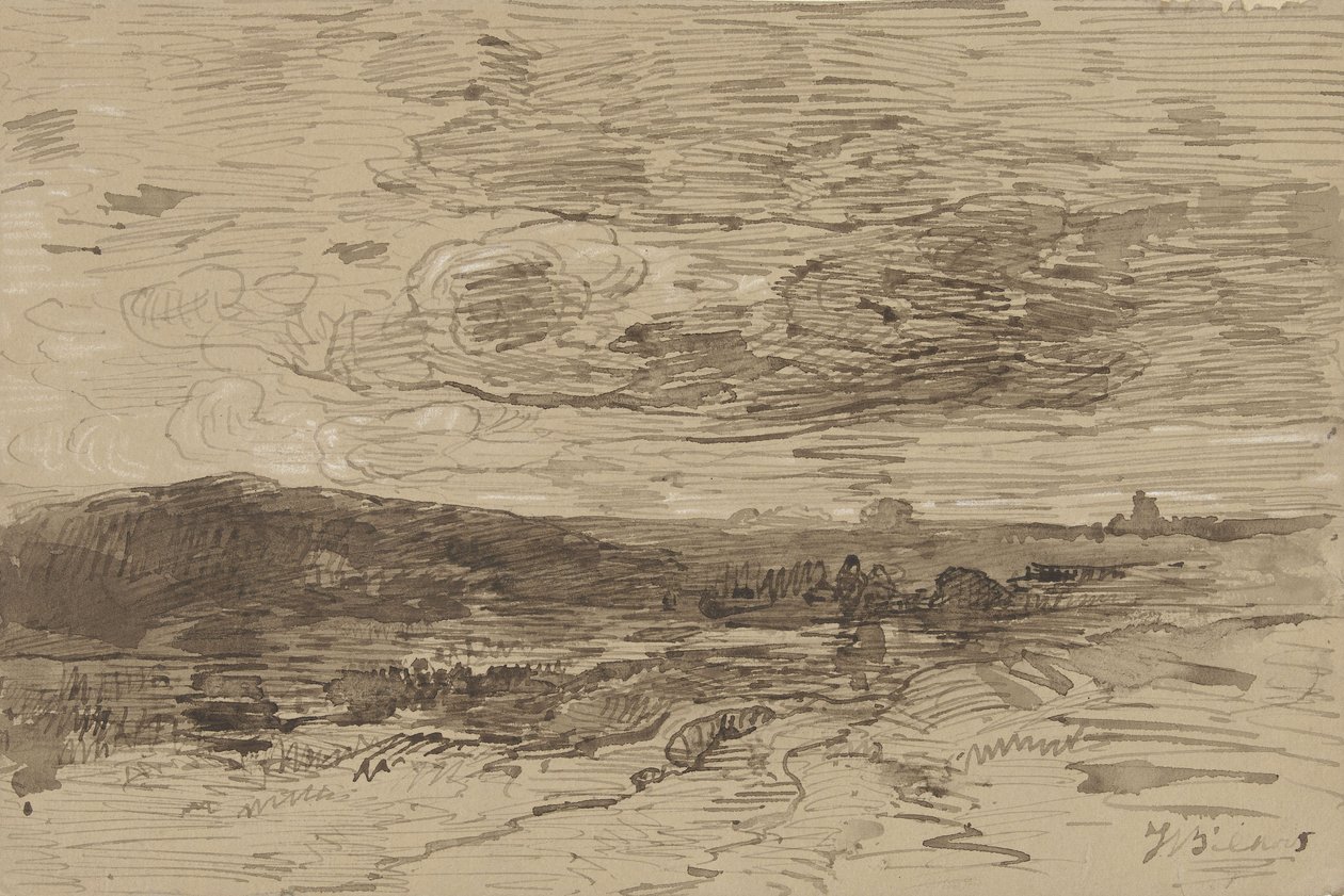Heath-land in Drenthe, Netherlands by Johannes Warnardus Bilders