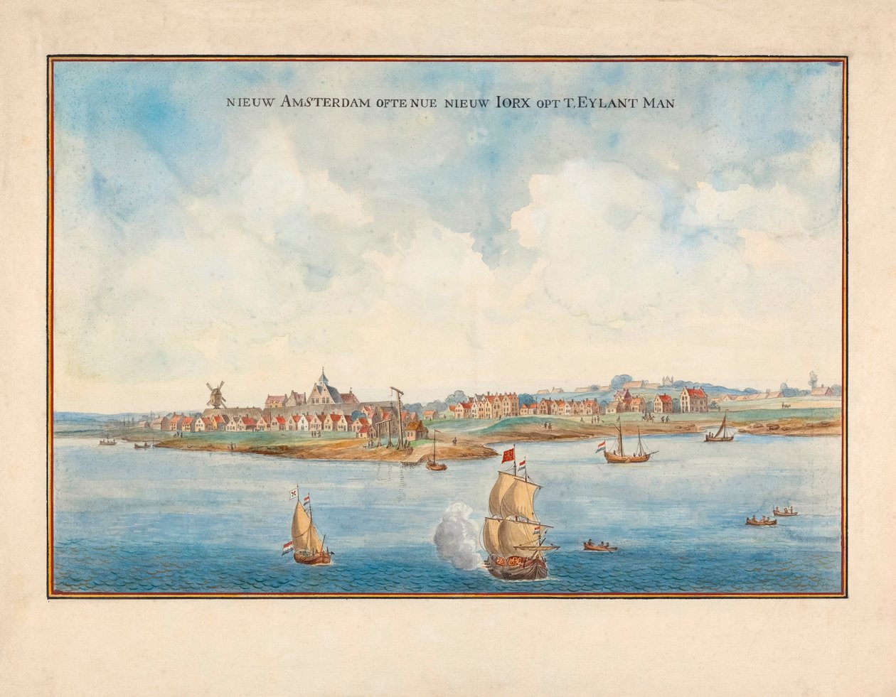 New York from the Sea in the 17th Century by Johannes (after) Vingboons