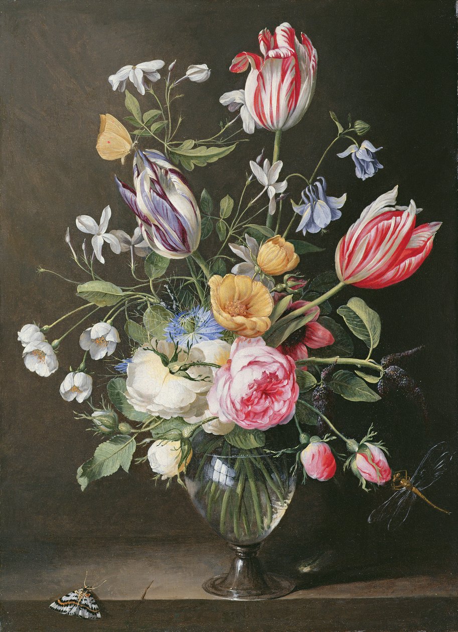 Flowers in a Glass Vase by Johannes Antonius van der Baren
