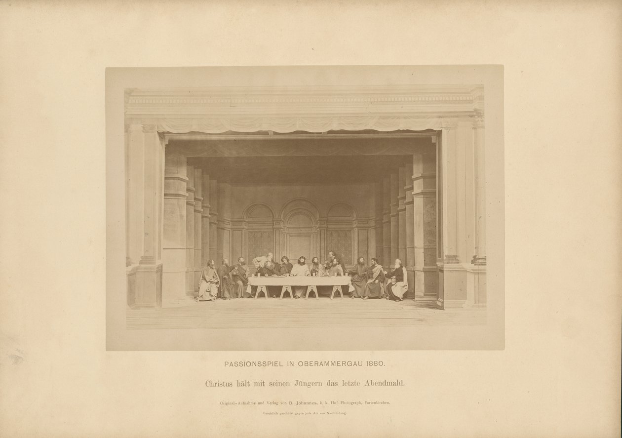 Passion Play of Ober-Ammergau - Christ Holds the Last Supper with His Disciples by Johannes Bernhard