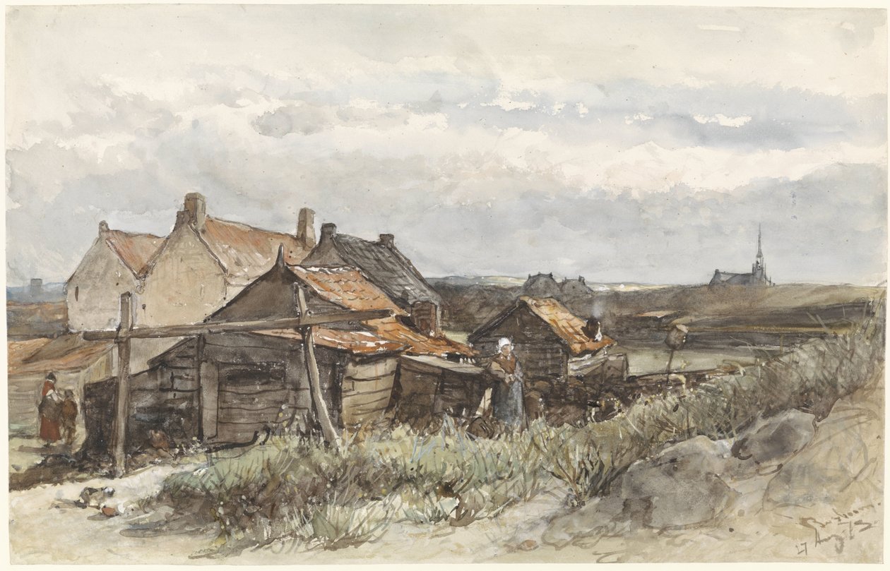 Fishing Family Houses in Scheveningen by Johannes Bosboom