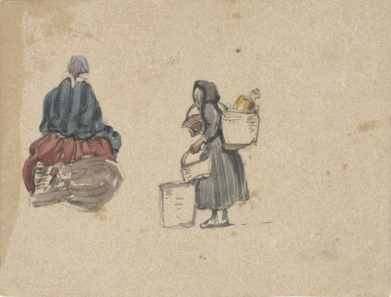 Two Studies of Fisherwomen by Johannes Bosboom
