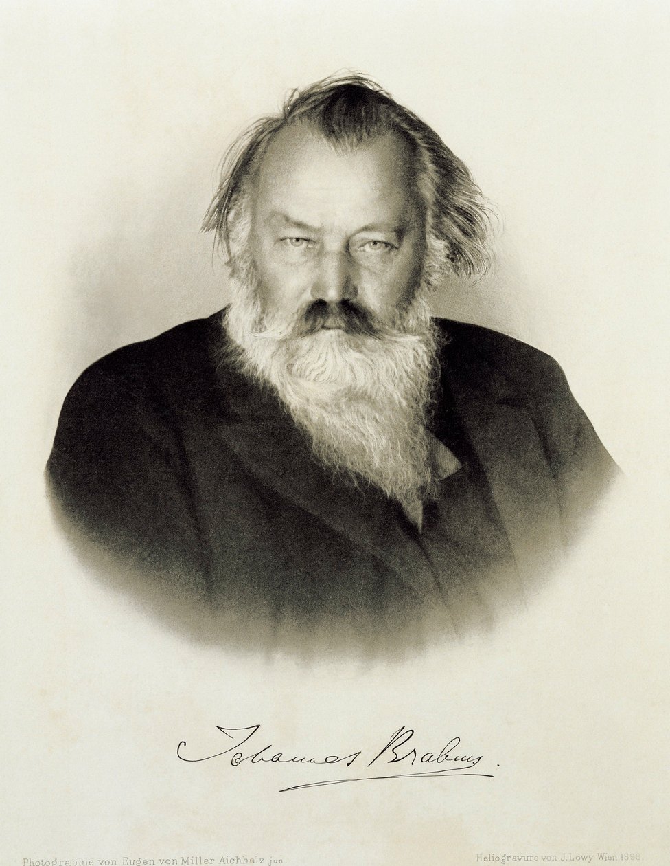Engraved Portrait of Johannes Brahms by Johannes Brahms