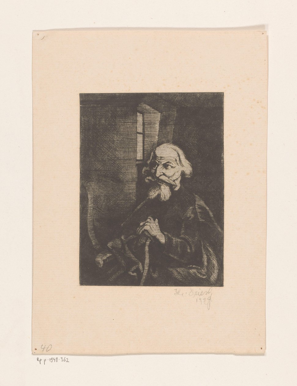 Old Seated Man by Johannes Driesch (signed by artist)