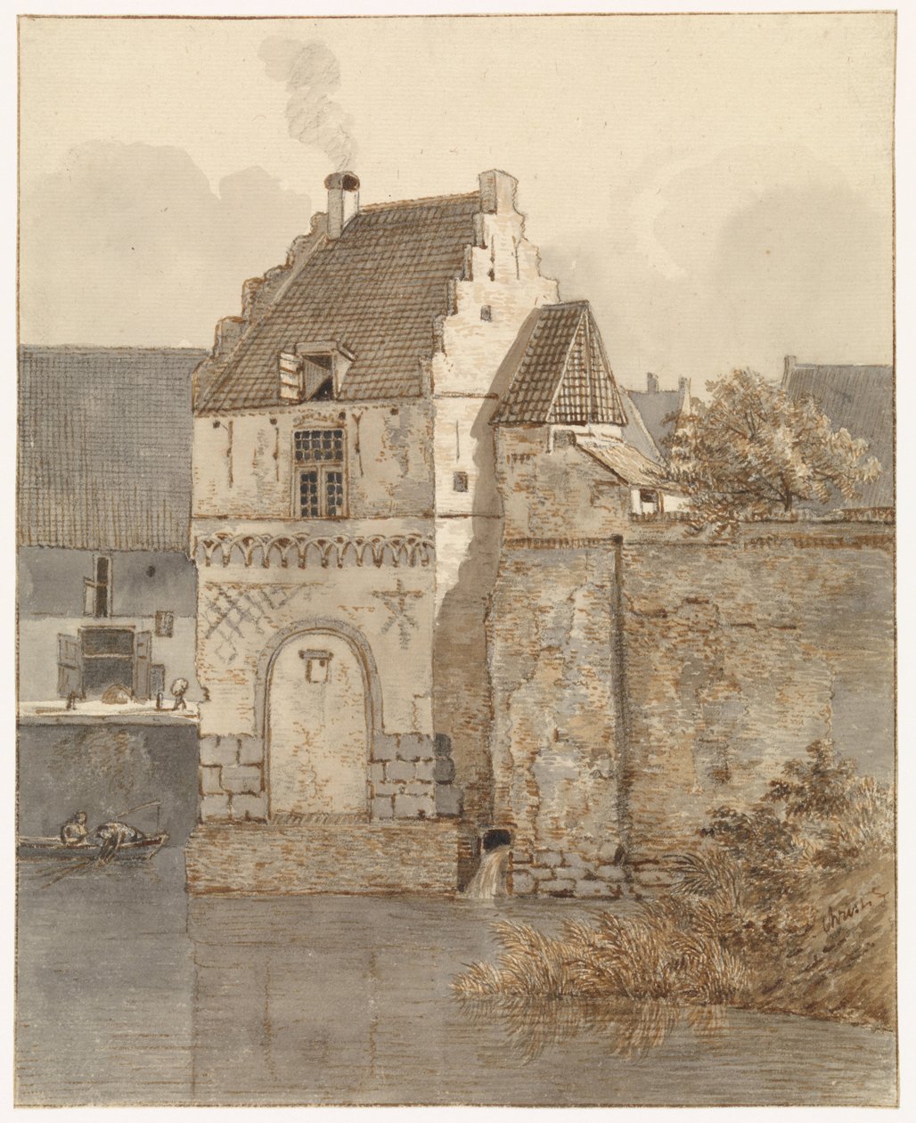 View of the Bottelpoort at the Old Harbor in Nijmegen by Johannes Franciscus Christ