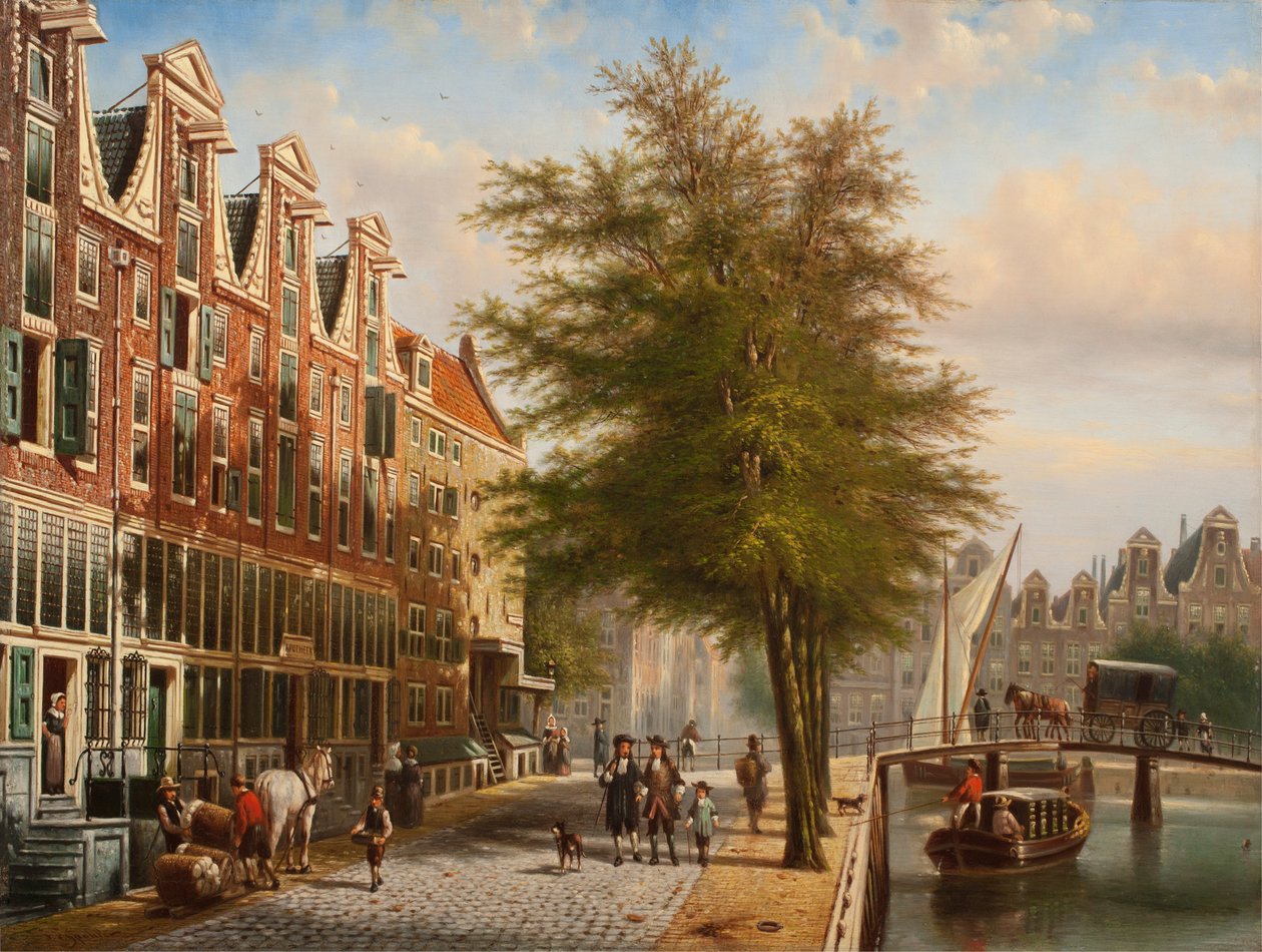 View of the Leidsegracht and Herengracht, Amsterdam by Johannes Franciscus Spohler