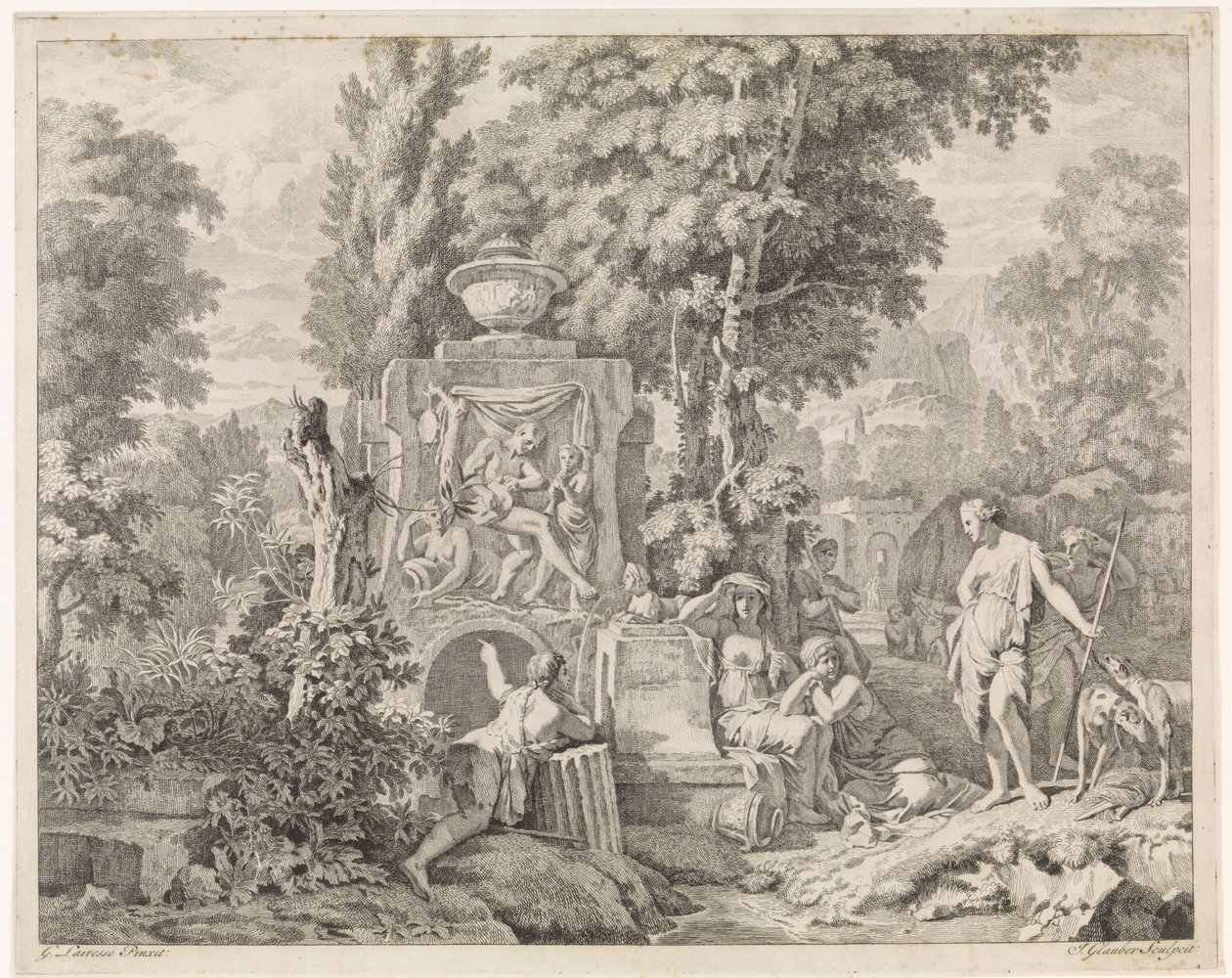 Landscape with a Fountain and Diana and Her Nymphs by Johannes Glauber
