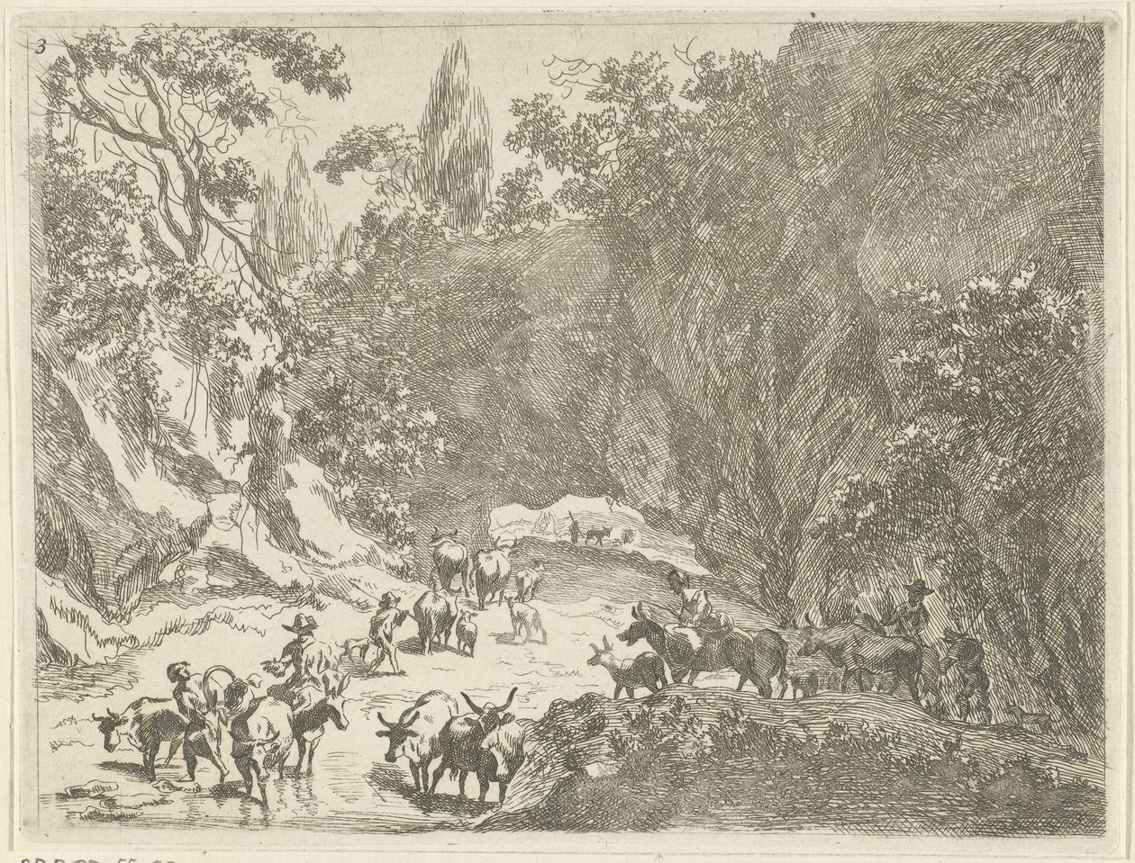 Mountain Landscape with Shepherds and Cattle by Johannes Gronsveld