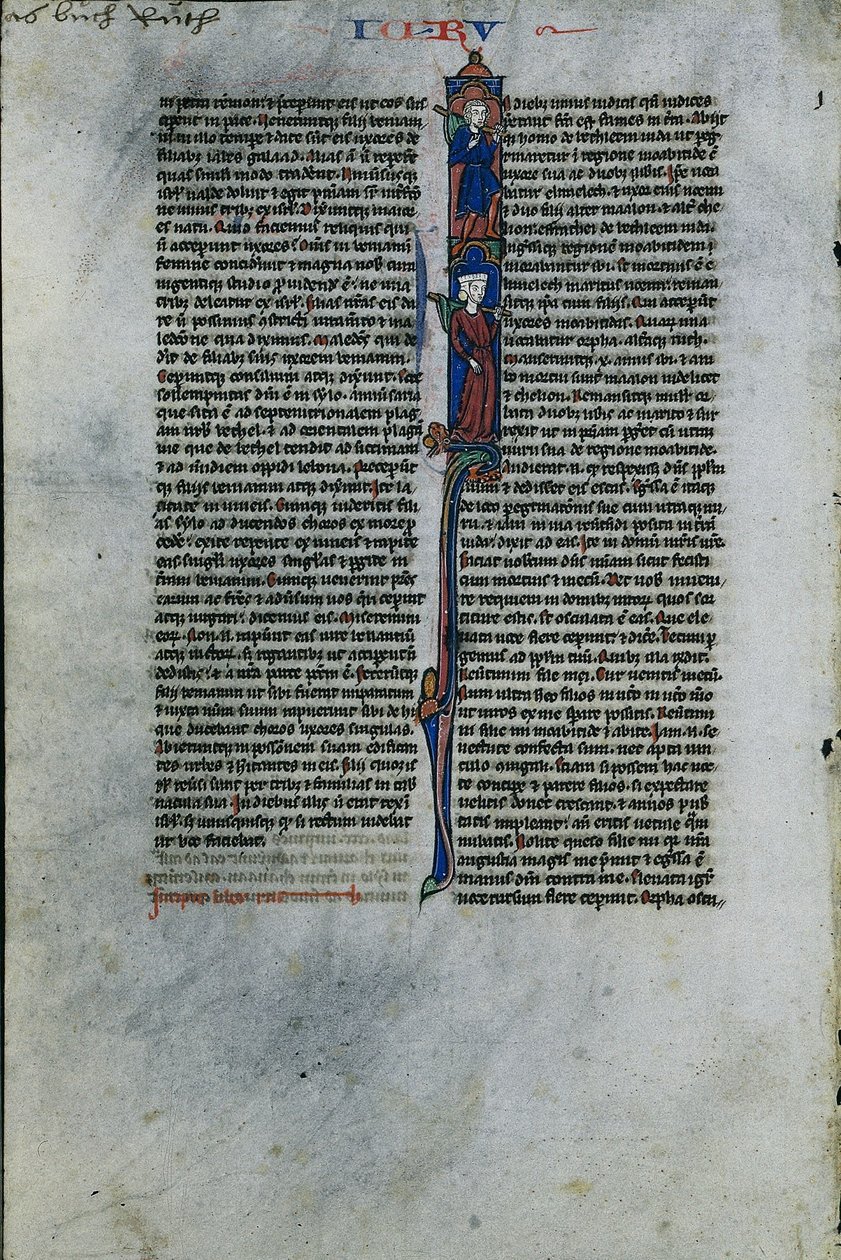 Initial I with Elimelech and Naomi: Leaf from a Latin Bible (1 of 2 Excised Leaves) by Johannes Grusch Atelier