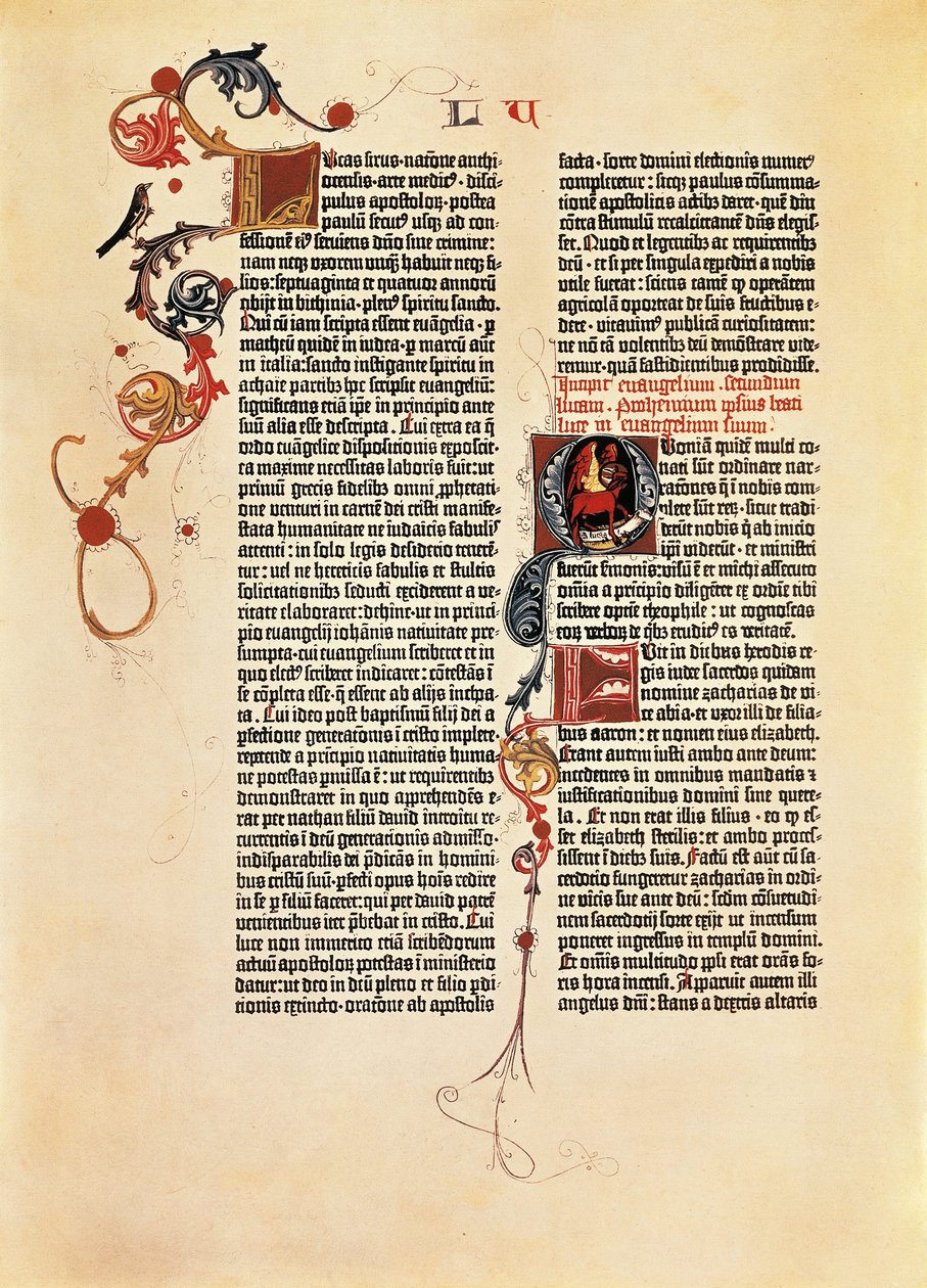 Bible Page Mazarine (B42) by Johannes Gutenberg