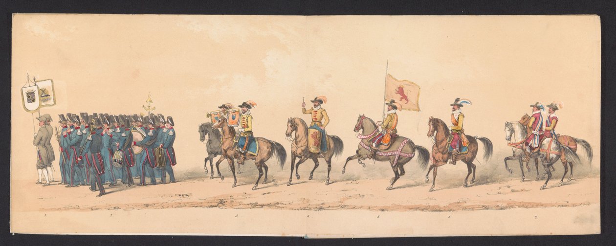 Historical Parade by Students of the Groningen University, 1850 (plate 1) by Johannes Hermanus van de Weijer