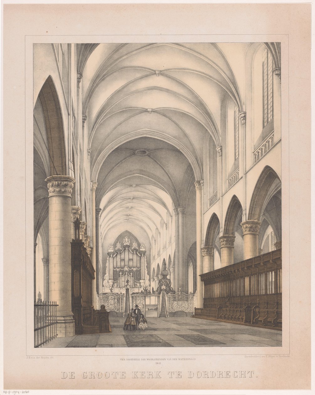 Interior of the Great Church in Dordrecht (The Great Church in Dordrecht) by Johannes Hermanus van der Heijden