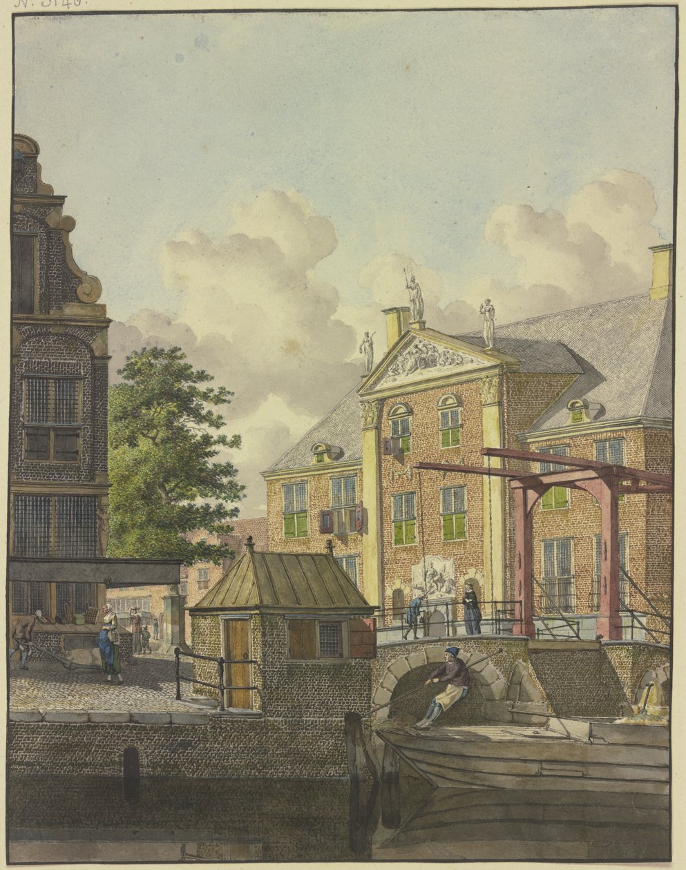 Lock Gate in Front of a Palace with a Bas-relief by Johannes Huibert Prins