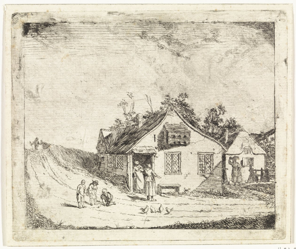 Two Houses by a Road by Johannes Huibert Prins