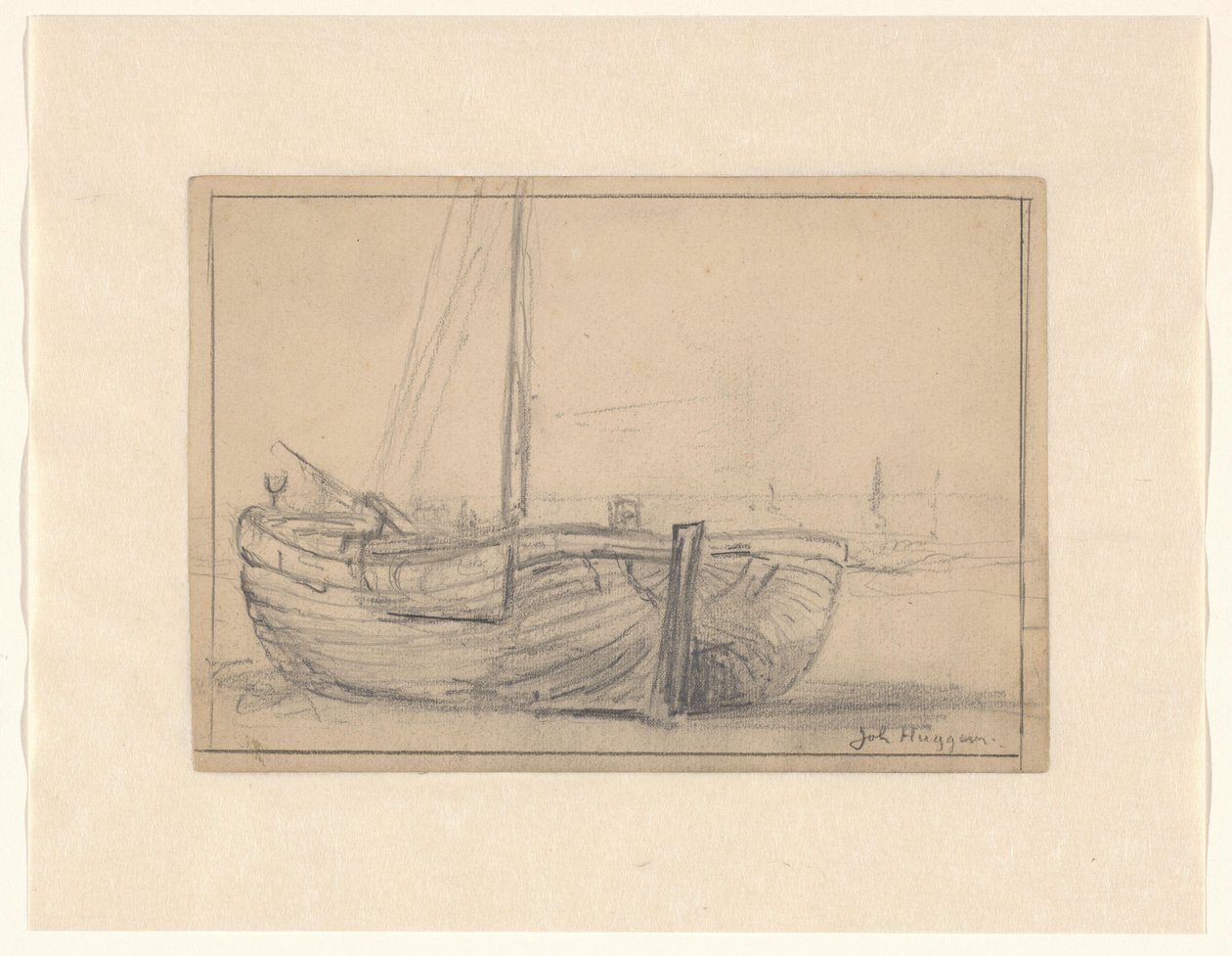 Fishing Boat on the Beach by Johannes Huygens (signed by artist)