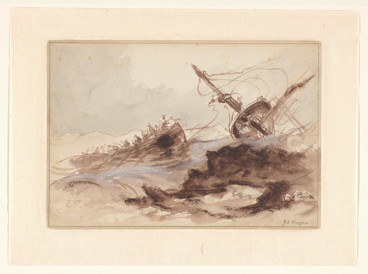Shipwreck by Johannes Huygens (signed by artist)