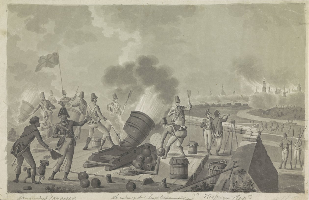 Bombardment of Vlissingen by the British, 1809 by Johannes Jelgerhuis (possibly)