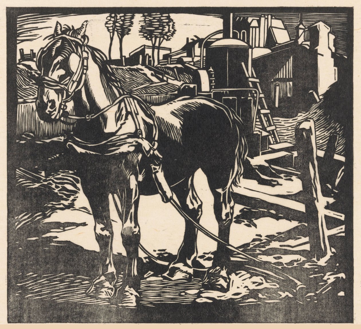 Unhitched Cart Horse by Johannes Josephus Aarts (signed by artist)