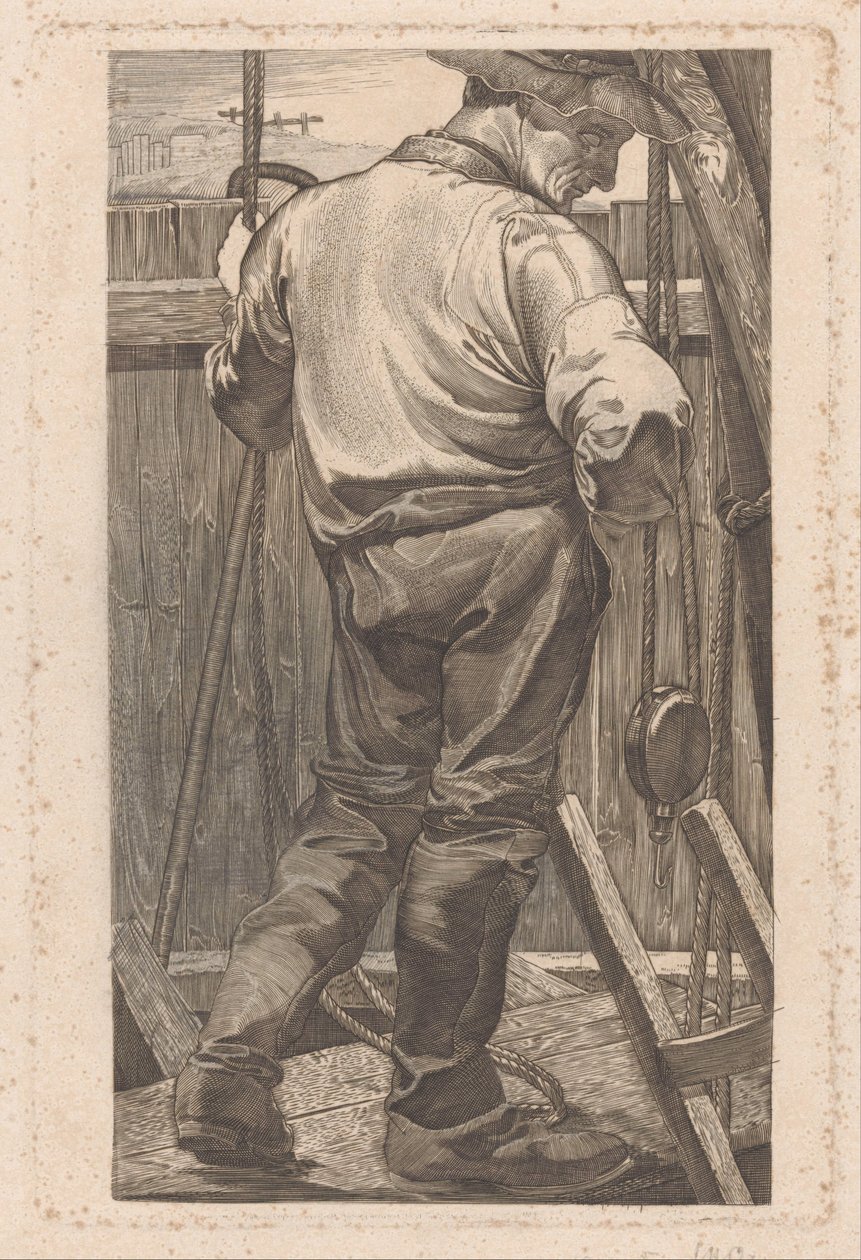 Worker by a Wooden Fence by Johannes Josephus Aarts (signed by artist)