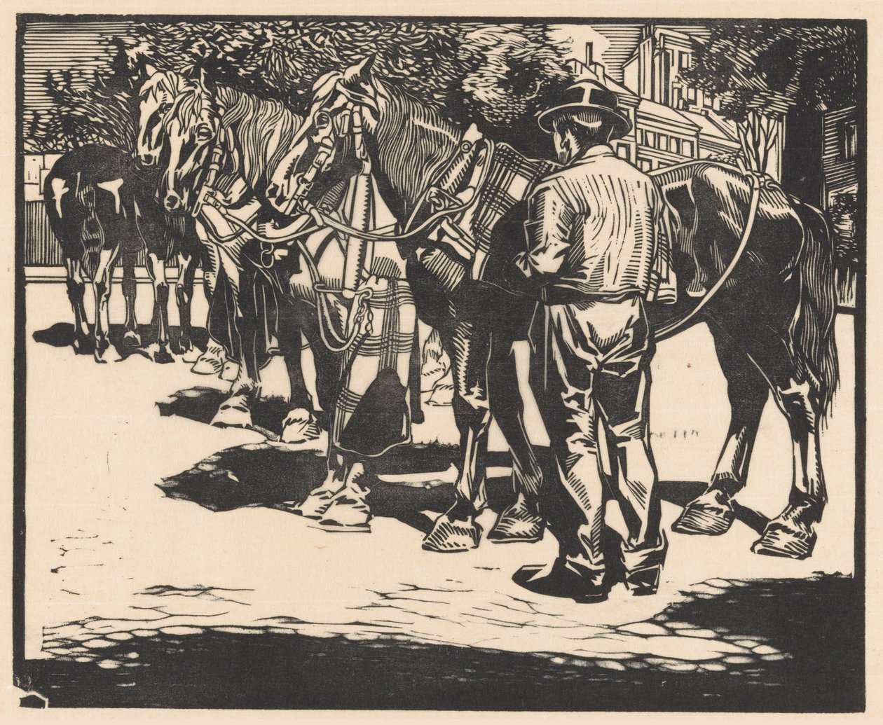Riding Horses on a Square by Johannes Josephus Aarts (signed by artist)