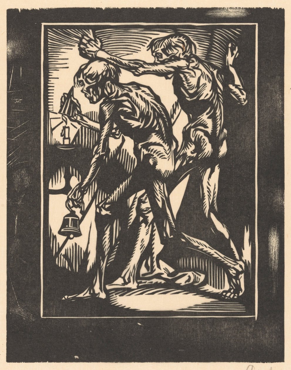 Two Naked Male Figures with Bell and Candle Snuffer by Johannes Josephus Aarts (signed by artist)