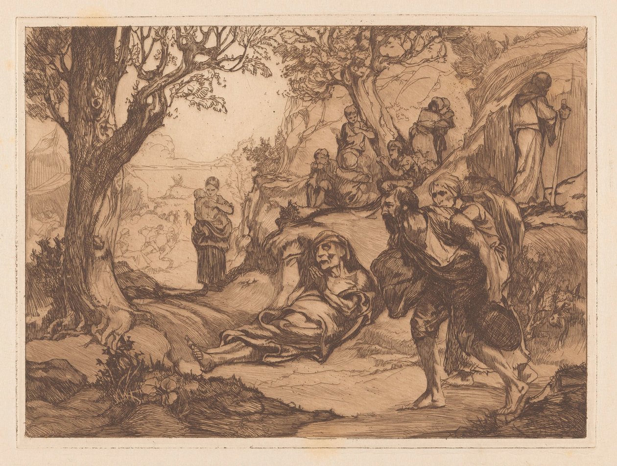 Men, Women, and Children in a Hilly Landscape by Johannes Josephus Aarts