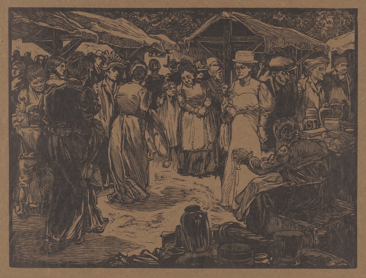 Market Scene with Men and Women by Johannes Josephus Aarts