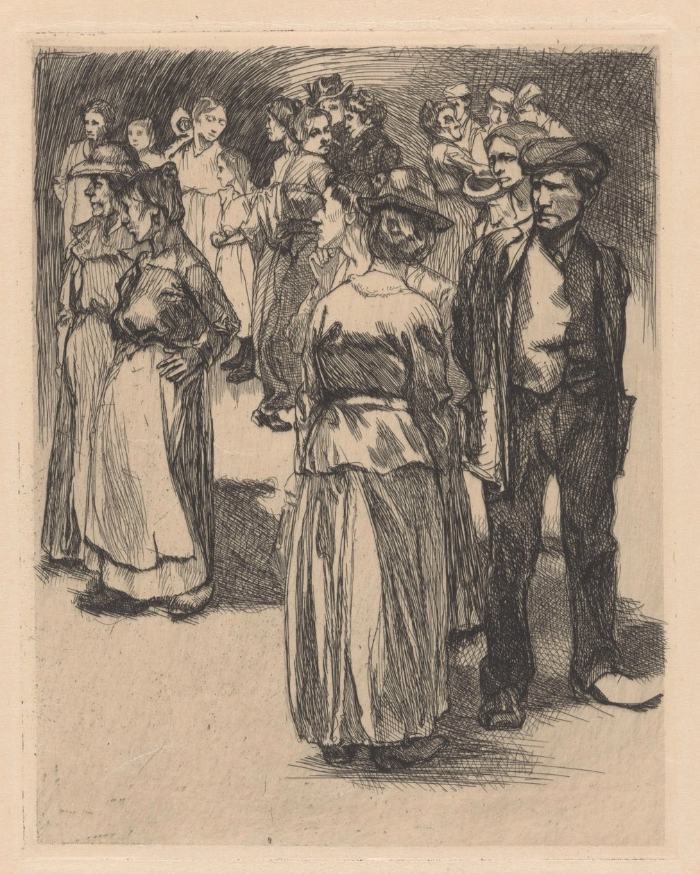 Standing men and women by Johannes Josephus Aarts