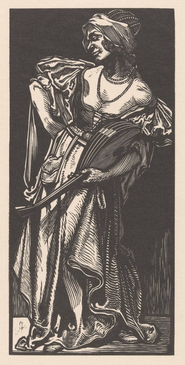 Woman with Lute by Johannes Josephus Aarts