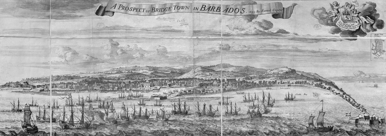 A Prospect of Bridge Town in Barbados by Johannes Kip