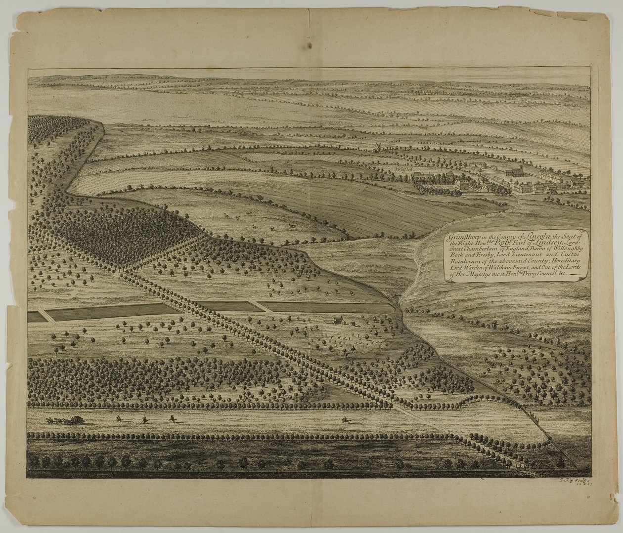 Grimthorp in the County of Lincoln, plate 23 from Britannia Illustrata by Johannes Kip