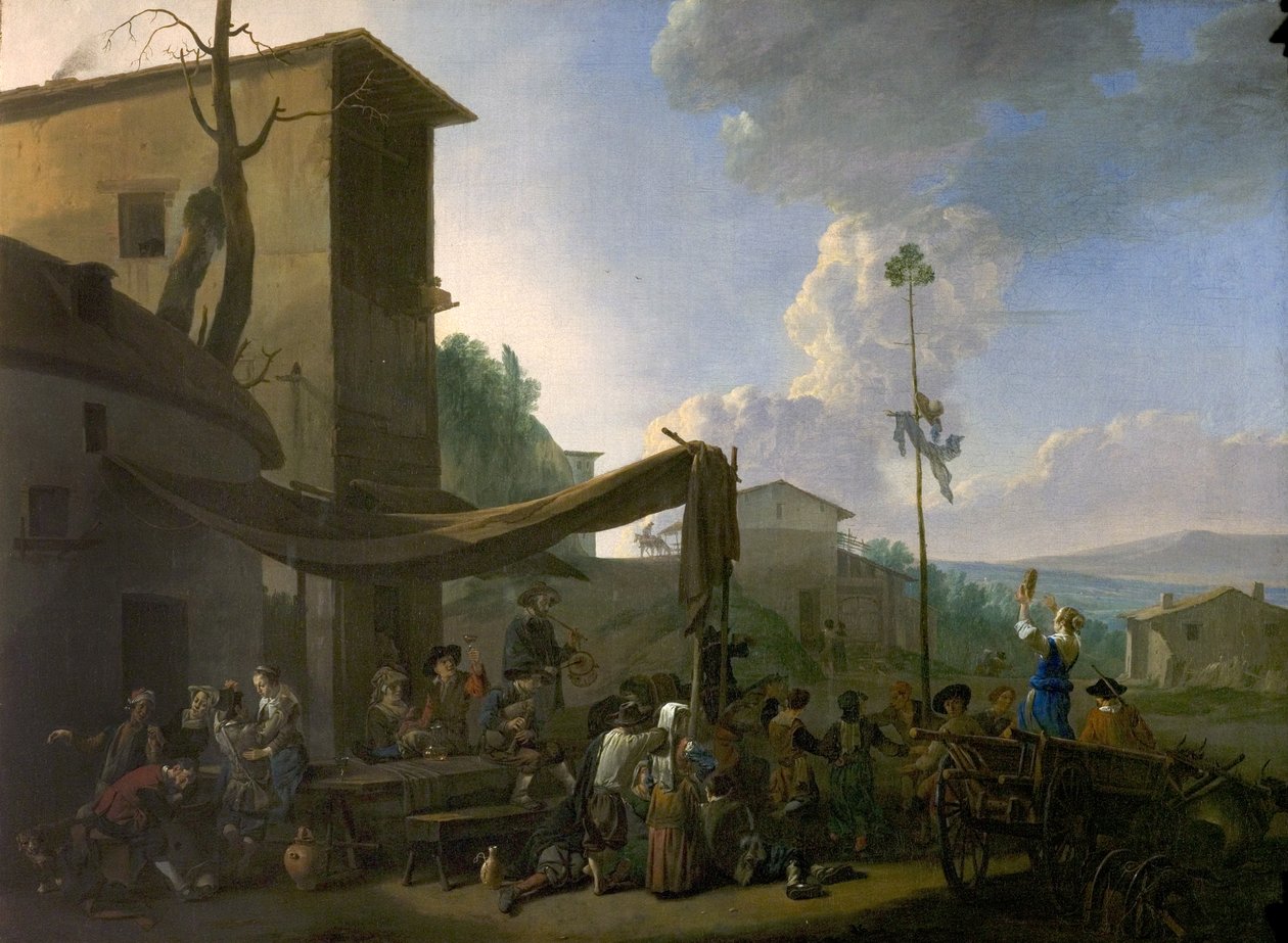 A Village Festival, Peasants Merrymaking Outside an Inn, early 1650s by Johannes Lingelbach