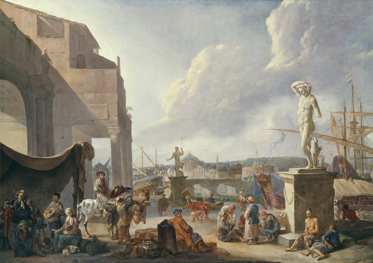Italian Harbour by Johannes Lingelbach