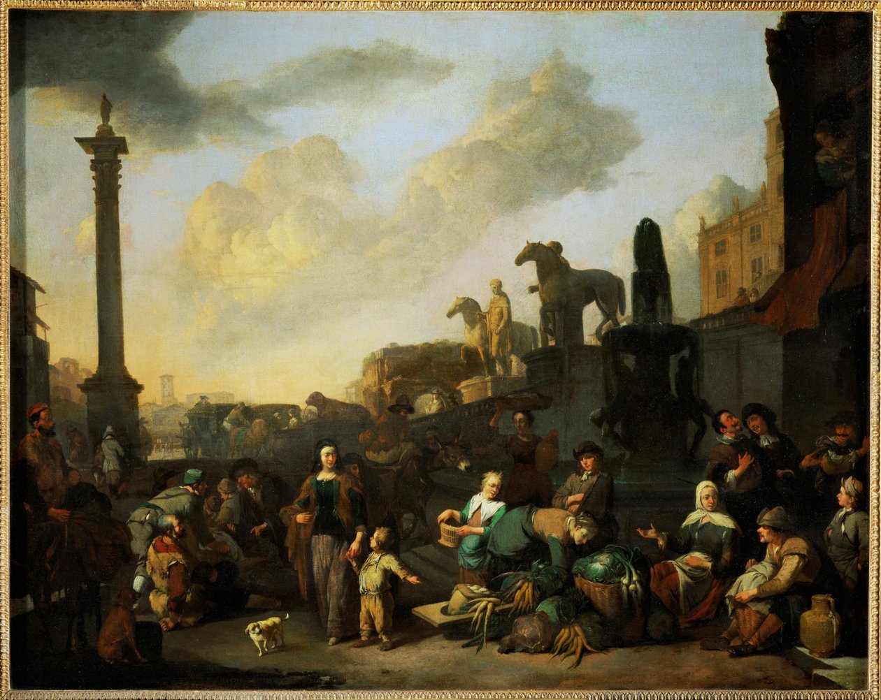 The herb market in Rome by Johannes Lingelbach