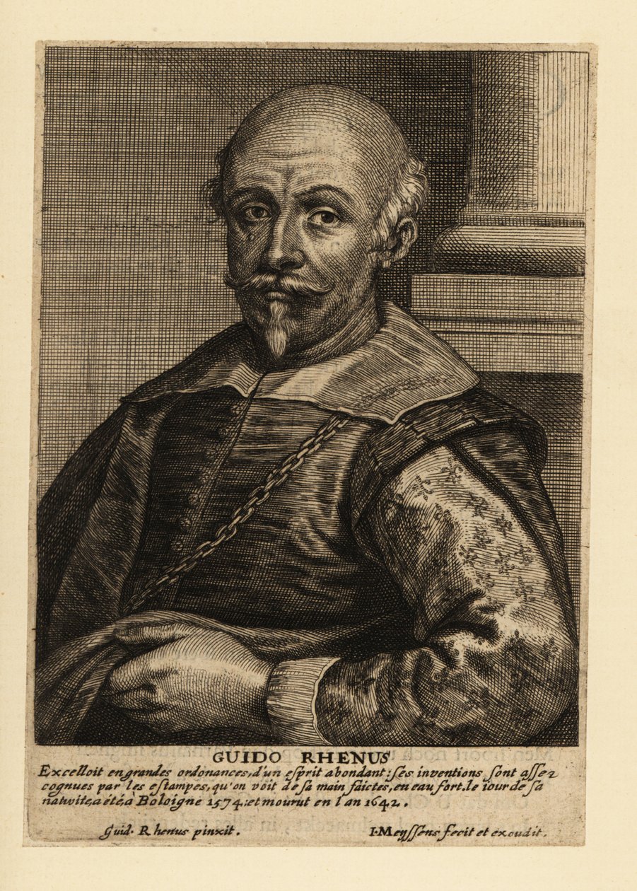 Portrait of Guido Reni, Italian painter of the Bolognese school of the Baroque period by Johannes Meyssens