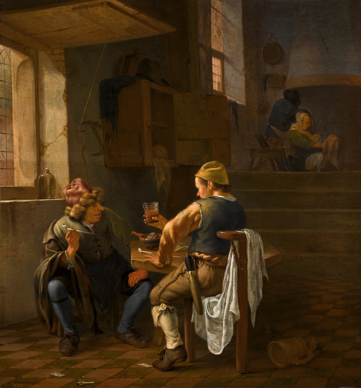 A Tavern Scene with Peasants Smoking and Drinking by Johannes Natus