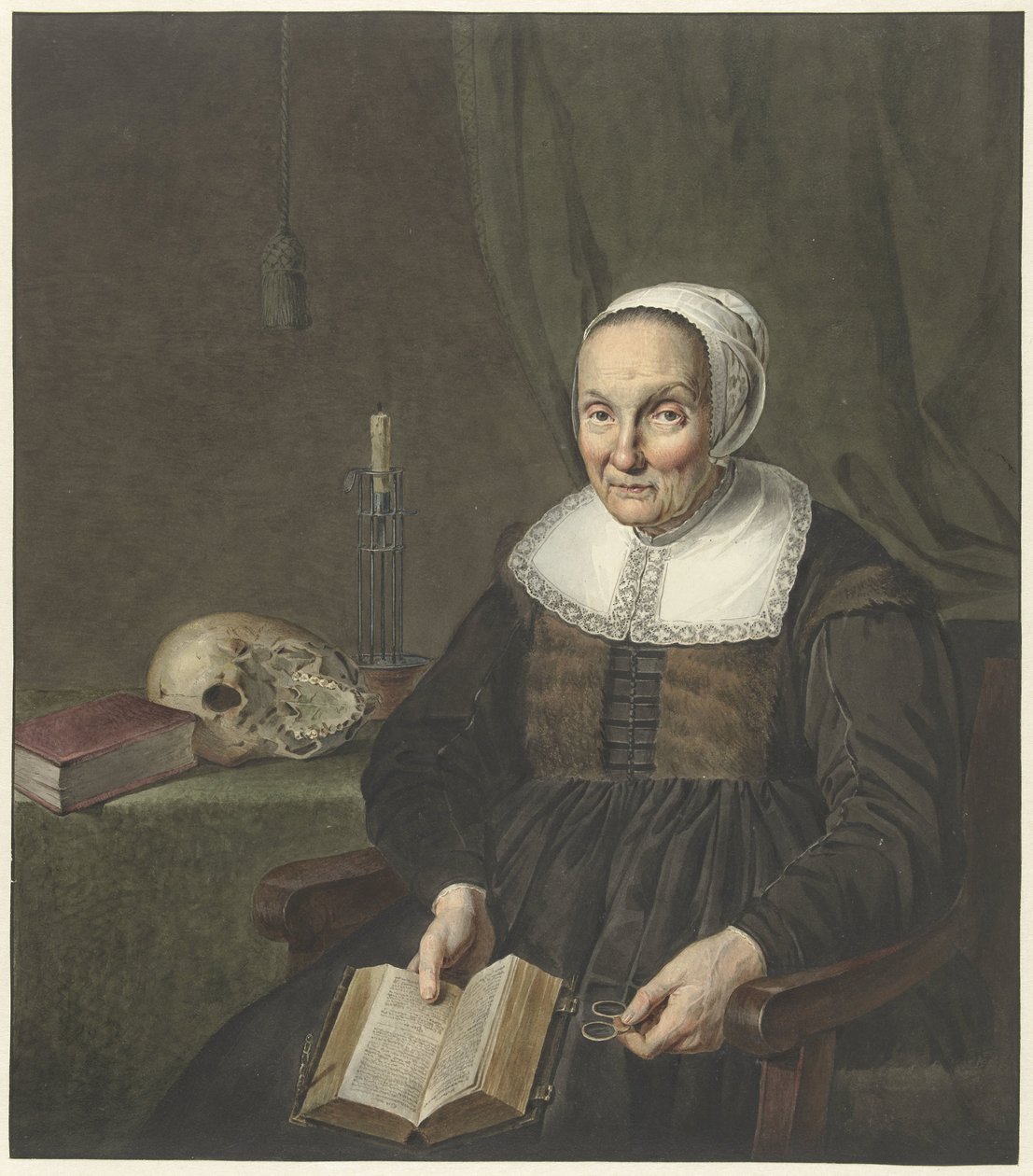 Portrait of an Old Woman with an Open Book by Johannes Pieter de Frey